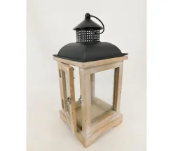 Lantern – Wood with Metal Top