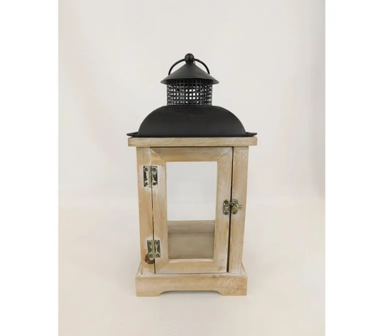 Lantern – Wood with Metal Top