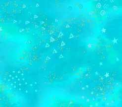 Laurel Burch Basic Aqua Glitter Texture with gold metallic highlights