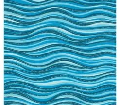 Laurel Burch Basic Waves Texture in Medium Blue with Gold Metallic Highlights.