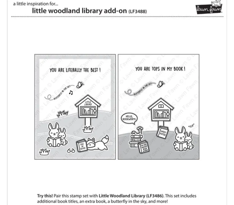 Lawn Fawn Stamp – Little Woodland Library Addon