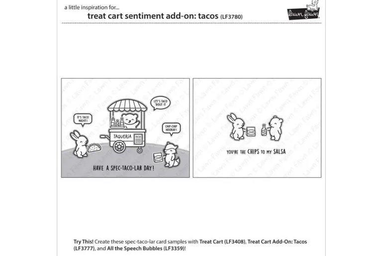 Lawn Fawn Stamp Set – Treat Cart Tacos Sentiment Add-On