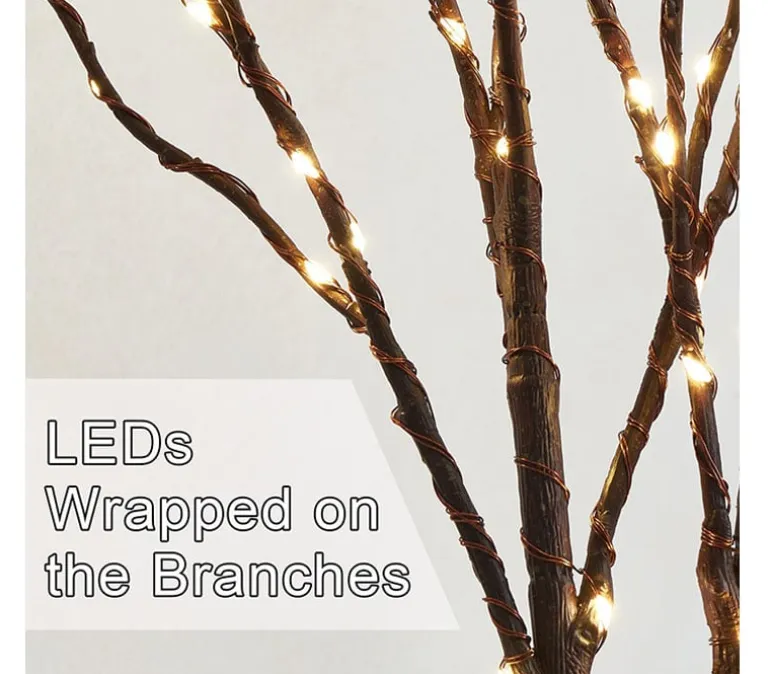 LED Lighted Willow 3 Branch – Battery Operated – 19-inch (See Colors)
