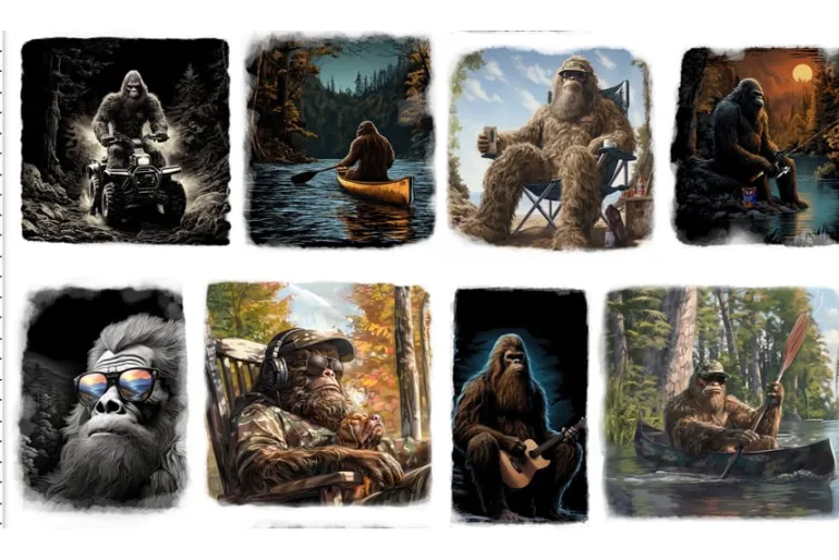 Legendary Loner Sasquatch 8 Image Panel, 24-inches by 43-inches