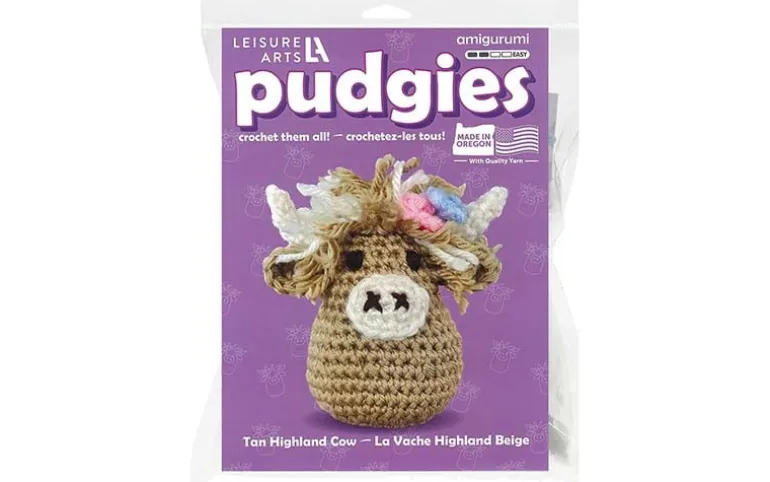 Leisure Arts Pudgies Crochet Kit – Tan Highland Cow