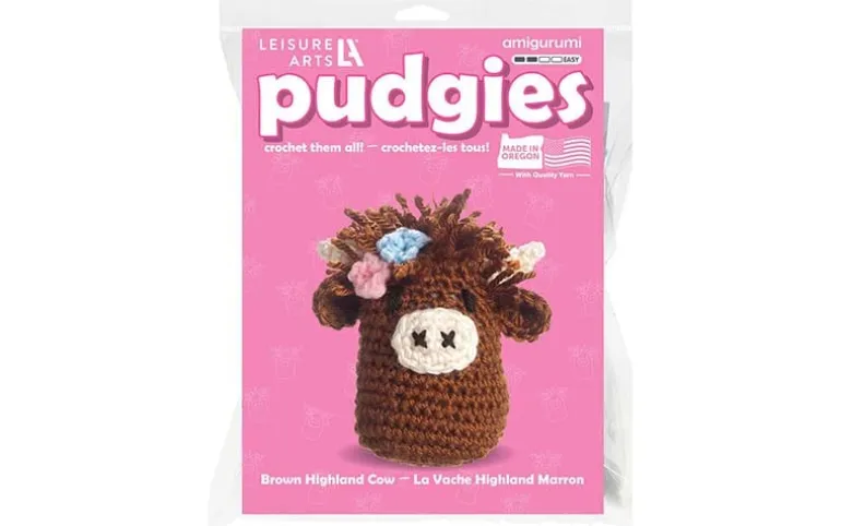Leisure Arts Pudgies Crochet Kit – Tan Highland Cow