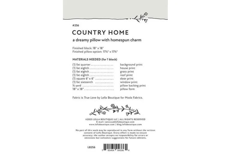 Lella Boutique Country Home Pillow Sewing Pattern