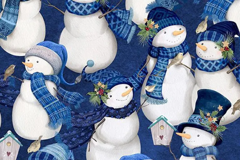 Let it Snow-man Plaid Medium Blue