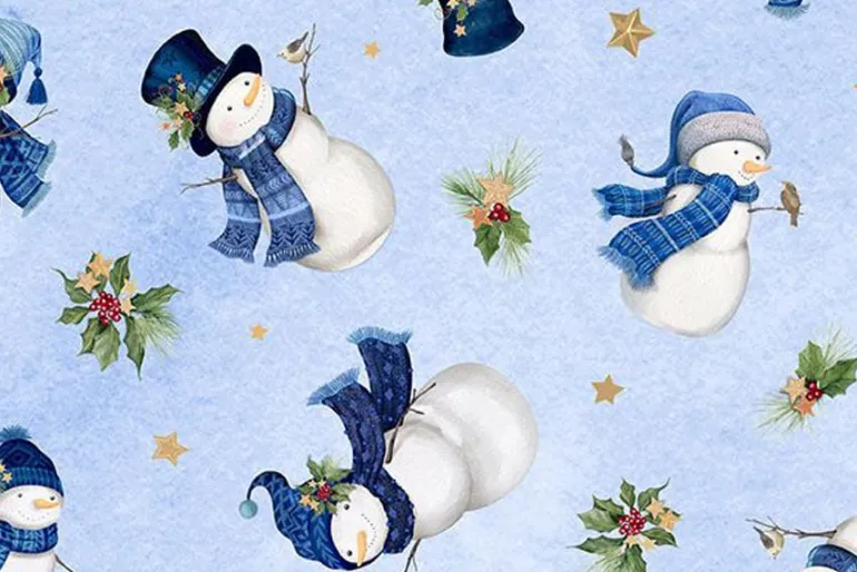 Let it Snow-man Plaid Medium Blue