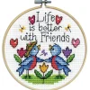 Life is Better with Friends Cross Stitch Kit with 4-inch Hoop