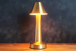 9″ Light Green Pleated Lamp with Touch Control