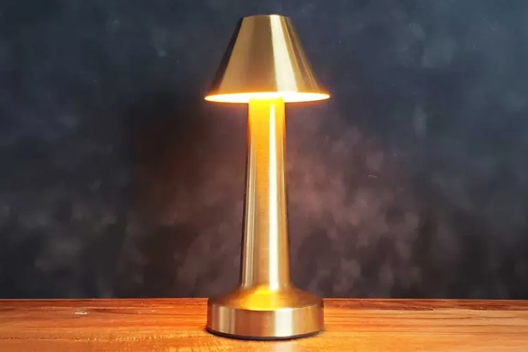 9″ Light Green Pleated Lamp with Touch Control