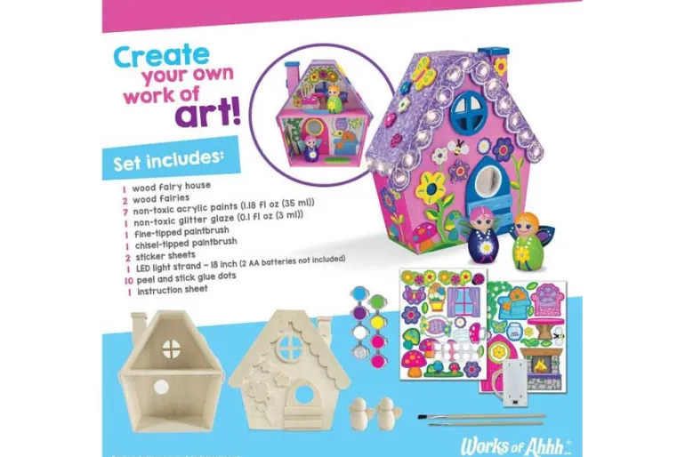 Light-Up Fairy House Wood Craft & Paint Kit