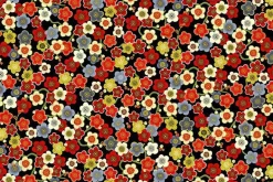 Lotus Garden Cherry Blossoms on Black w/Gold Metallic
