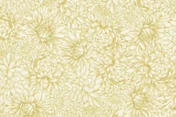 Lotus Garden Chrysanthemums on Cream w/Gold Metallic