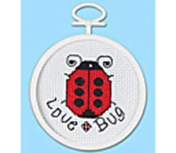Love Bug 2.5-inch Round Mini Cross Stitch Kit #1199