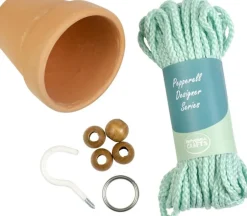 Macrame Terracotta Plant Pot Hanger Kit Mint PDS02