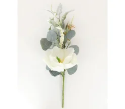 18″ Magnolia & Eucalyptus Spray, White