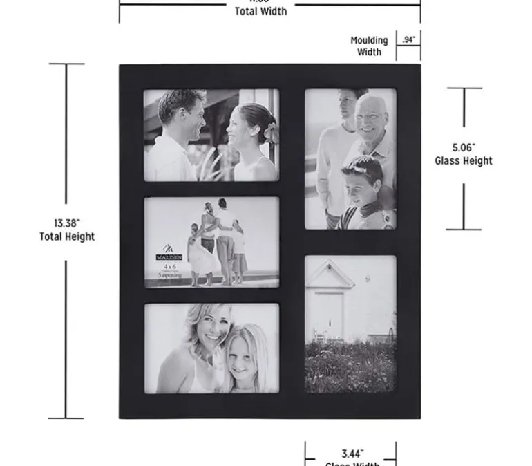 Malden International Collage Wall Frame – Black – 5 Openings at 4×6