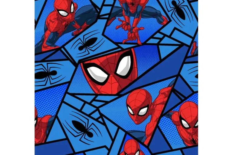 Marvel Spider-Man Geometric Web on Blue Fabric