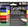 Marvy Uchida Graffiti Fabric Markers – Primary – 6 Piece