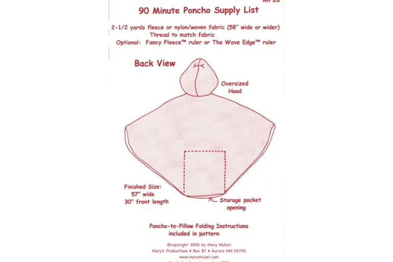 Mary Mulari 90 Minute Fleece Poncho for Adults Sewing Pattern
