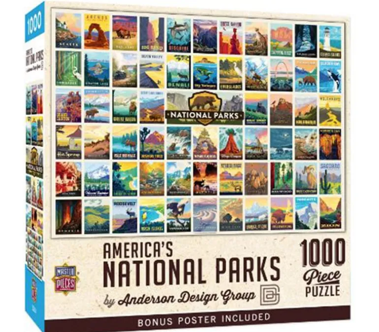 Masterpieces National Parks Vintage Collage Poster Art Puzzle – 1000 Piece