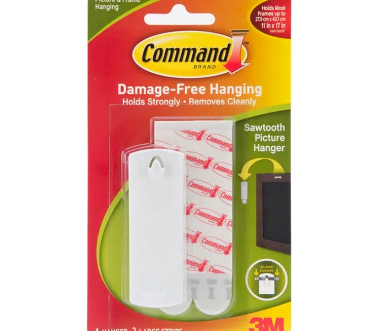 3M Command Sawtooth Picture Hangers – Large – 1 Hanger/2 Strips