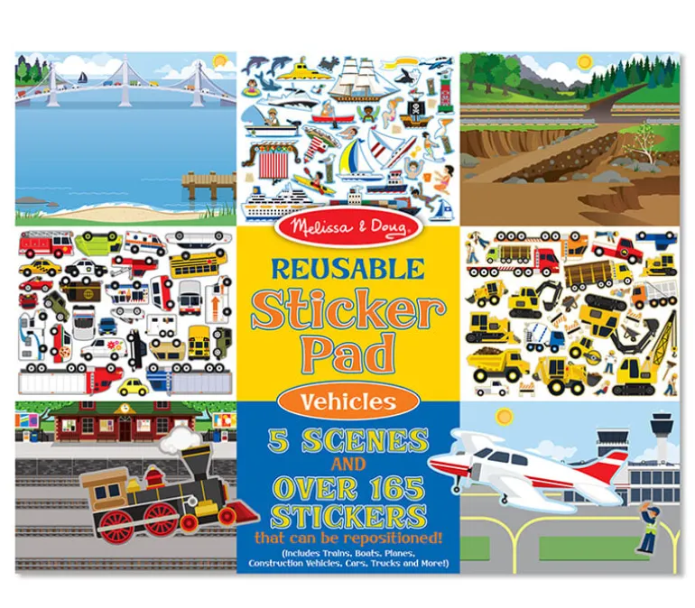 Melissa and Doug Reusable Sticker Pad – 11-inch x 14-inch – Vehicles