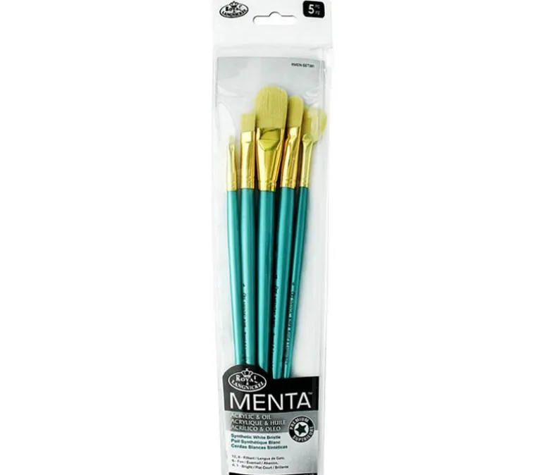 Menta Long Handle Variety Set – Synthetic White Bristle – 5 Piece