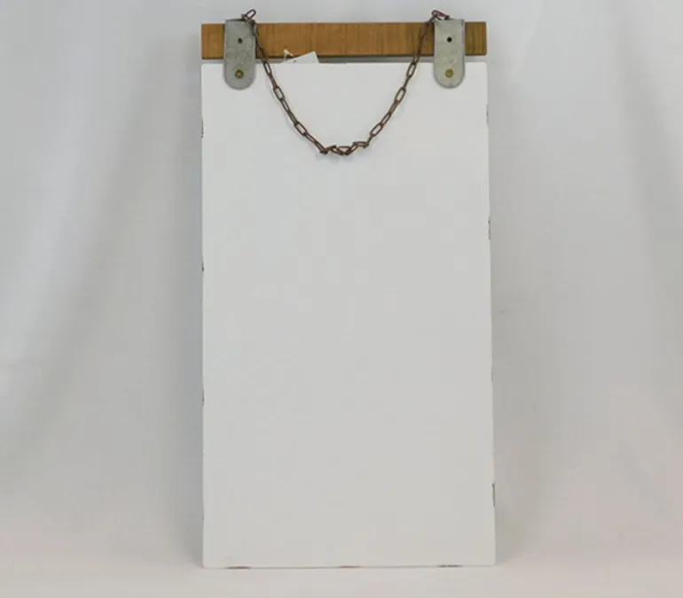 Metal and Wood Sign with Top Chain Hanger