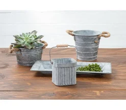 Metal Bucket with Rope Handles – Medium