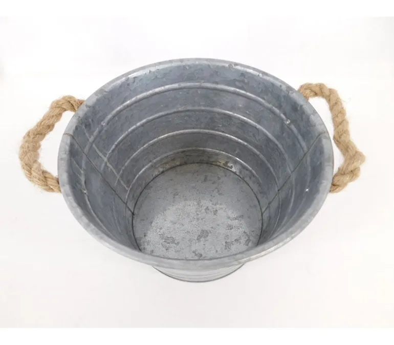 Metal Galvanized Bucket with Rope Handles