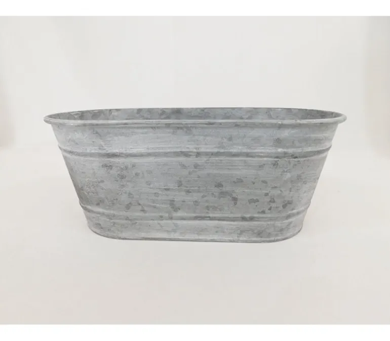 Metal Galvanized Oval Bucket – Rustic Storage & Décor