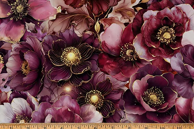 Mighnight Flora Starry Blooms Spice Brown Gold Metallic Highlight