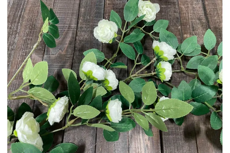 6′ Mini Rose Garland, White