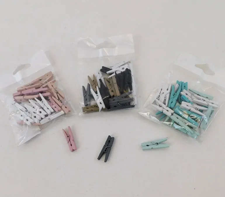 Mini Wood Clothespins – 28 Piece – Assorted Colors
