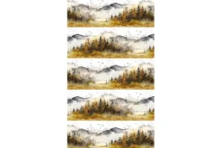 Misty Morning Lake and Mountains Fabric Panel 36-in by 43-in