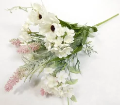 20″ Mixed Floral Bush, White/Pink