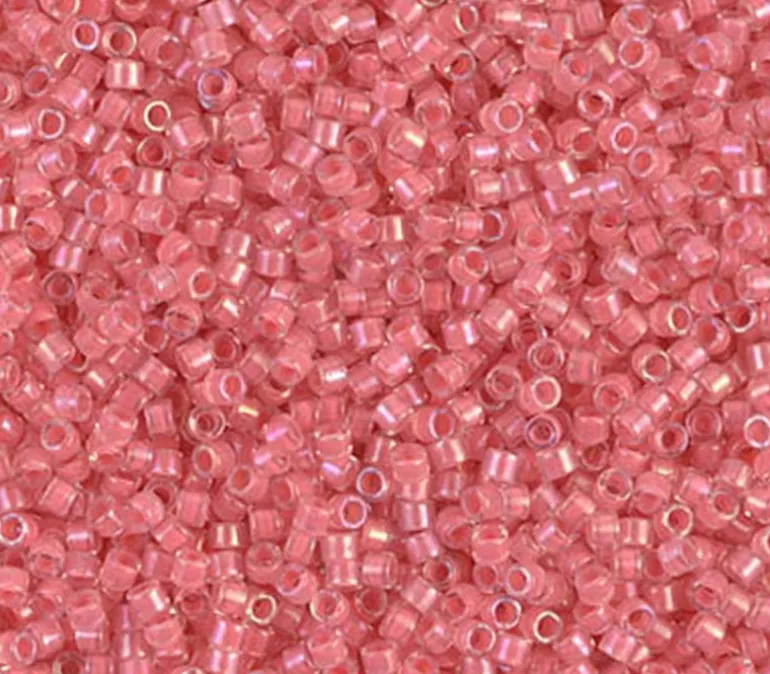 11/0 Miyuki Delica Seed Bead – Lined AB Rose Pink