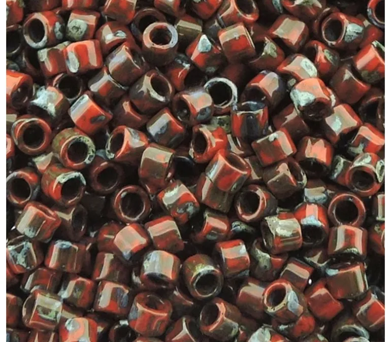 11/0 Miyuki Delica Seed Bead – Picasso Red Garnet Matte