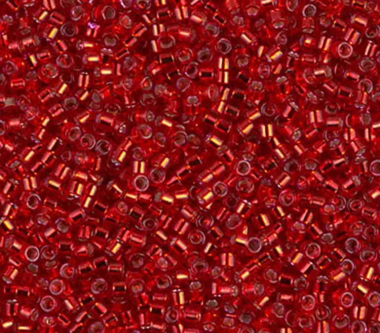 11/0 Miyuki Delica Seed Bead – Silver Lined Red Dyed