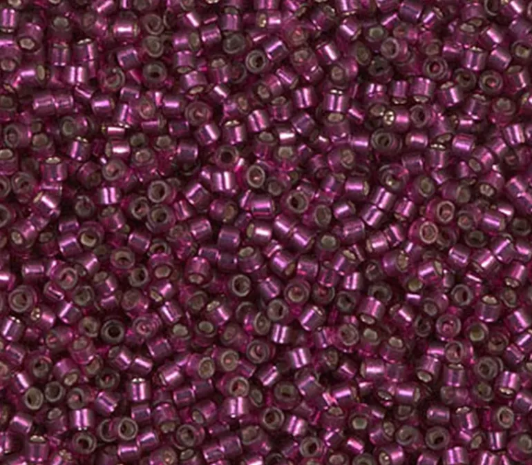 11/0 Miyuki Delica Seed Bead – Silver Lined Dyed Dark Rose