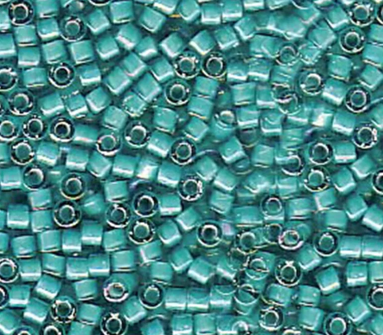 11/0 Miyuki Delica Seed Bead – White Lined Teal Ab