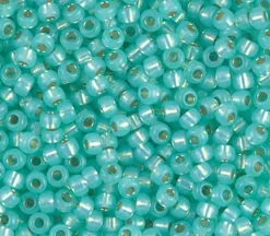 8/0 Miyuki Round Seed Bead – Dyed Mint Green Silver Lined Alabaster