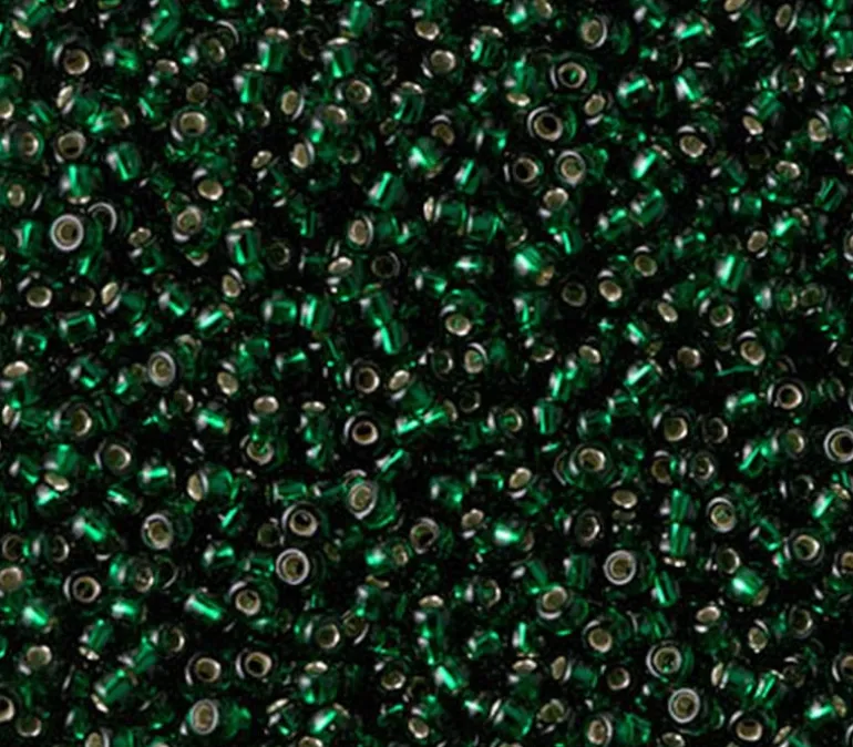 11/0 Miyuki Round Seed Bead – Silver Lined Dark Emerald