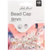 8mm Bead Cap – Silver 48pcs