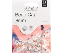 8mm Bead Cap – Silver 48pcs
