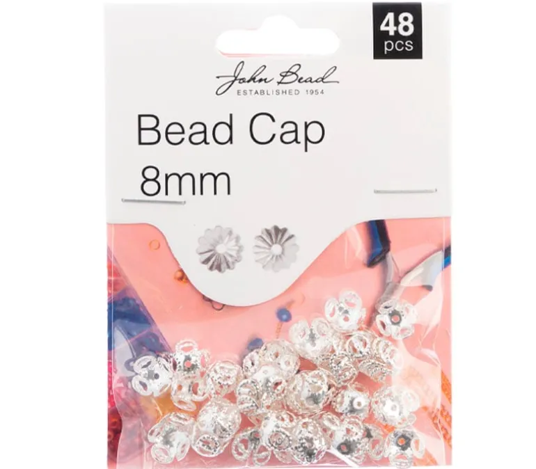 8mm Bead Cap – Silver 48pcs
