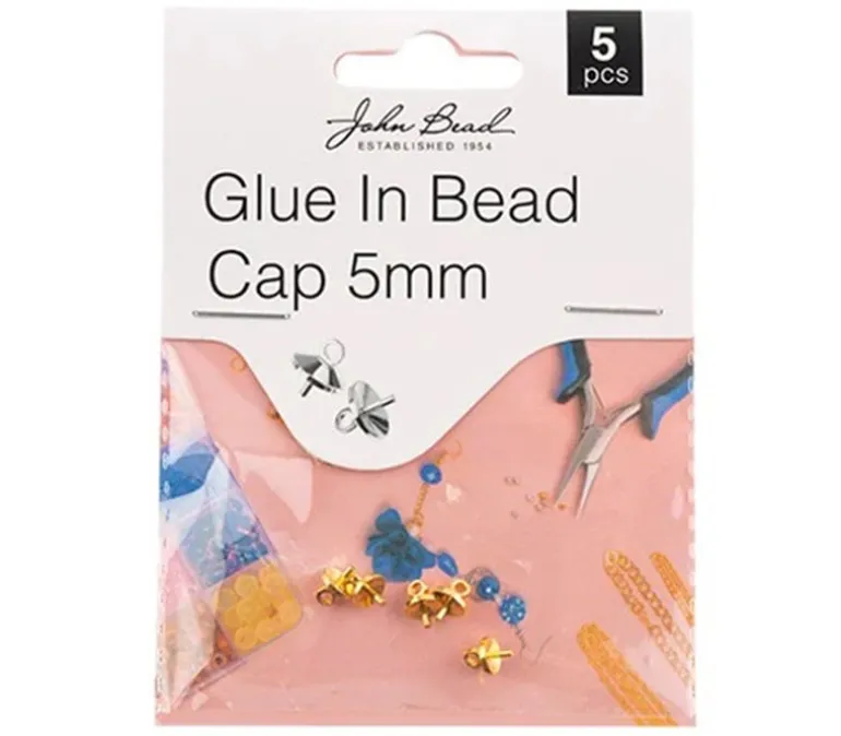 5mm Glue in Bead Cap – Gold 5pcs